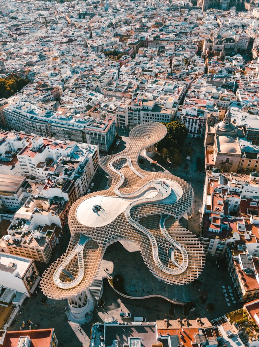 aerial photography of concrete buildings